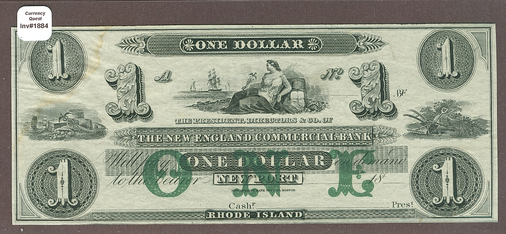 RI, Newport, $1 Remainder, New England Commercial Bank, CU